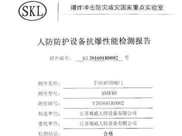 手動密閉閥門抗爆性能檢測報告